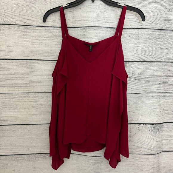 BCBGMaxazria Burgundy Cold Shoulder Top Size XS - Picture 1 of 3